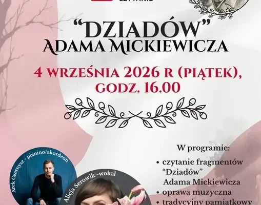 Narodowe Czytanie 2026 w Turośli: „Dziady” Mickiewicza z muzyką na żywo