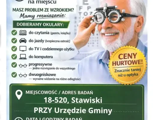 Bezpłatne badanie wzroku i dobór okularów w Stawiskach – 8 października 2026