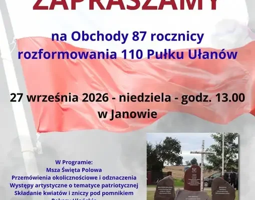 87. rocznica rozformowania 110 Pułku Ułanów – uroczystości w Janowie