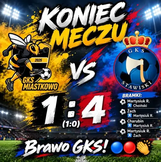 GKS Stawiski wygrywa w Miastkowie 4:1 po efektownej drugiej połowie