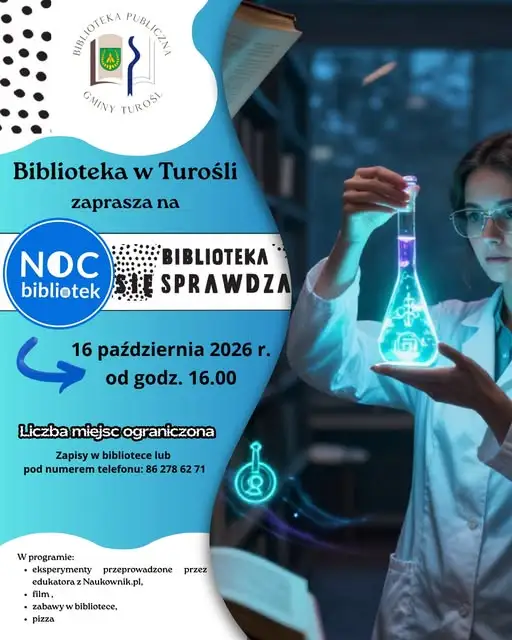Noc Bibliotek w Turośli: naukowe eksperymenty i pokazy już 16 października