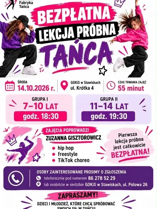 Bezpłatna lekcja tańca w Stawiskach – dziś ruszają zapisy na parkiet